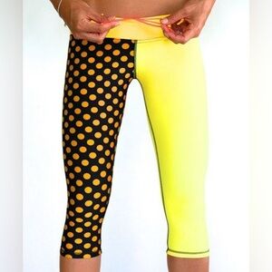 Mahiku Rome Kini Capri Leggings Yellow Polka Dot